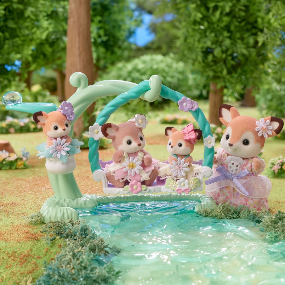 Sylvanian Families - Deer Babies - Floral Swing Set